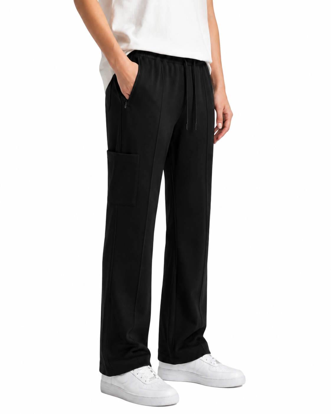 Women's Black Premium Micro Polyester Straight Trouser