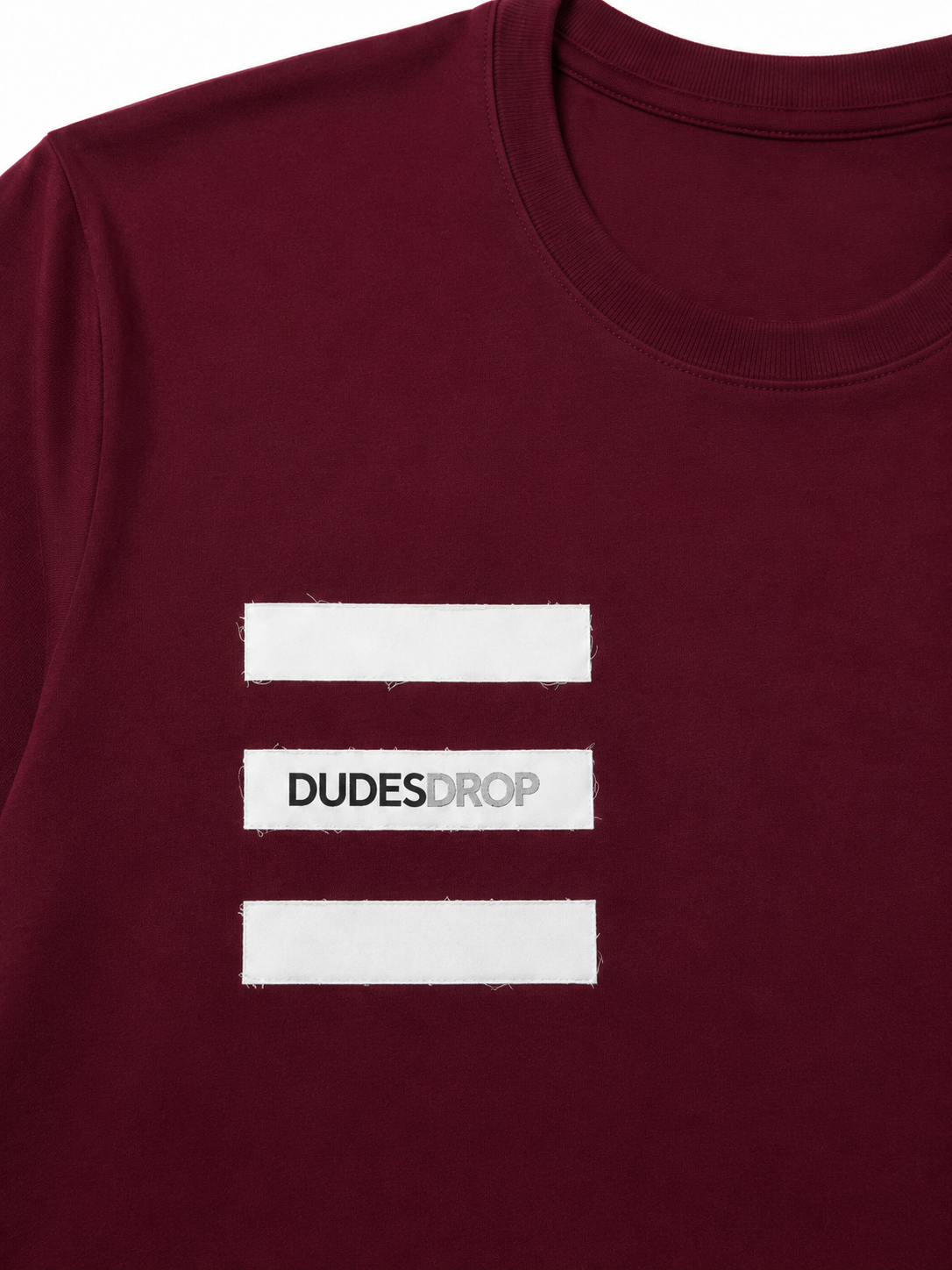 Maroon Drop Shoulder Streetwear T-Shirt with Graphic Patch