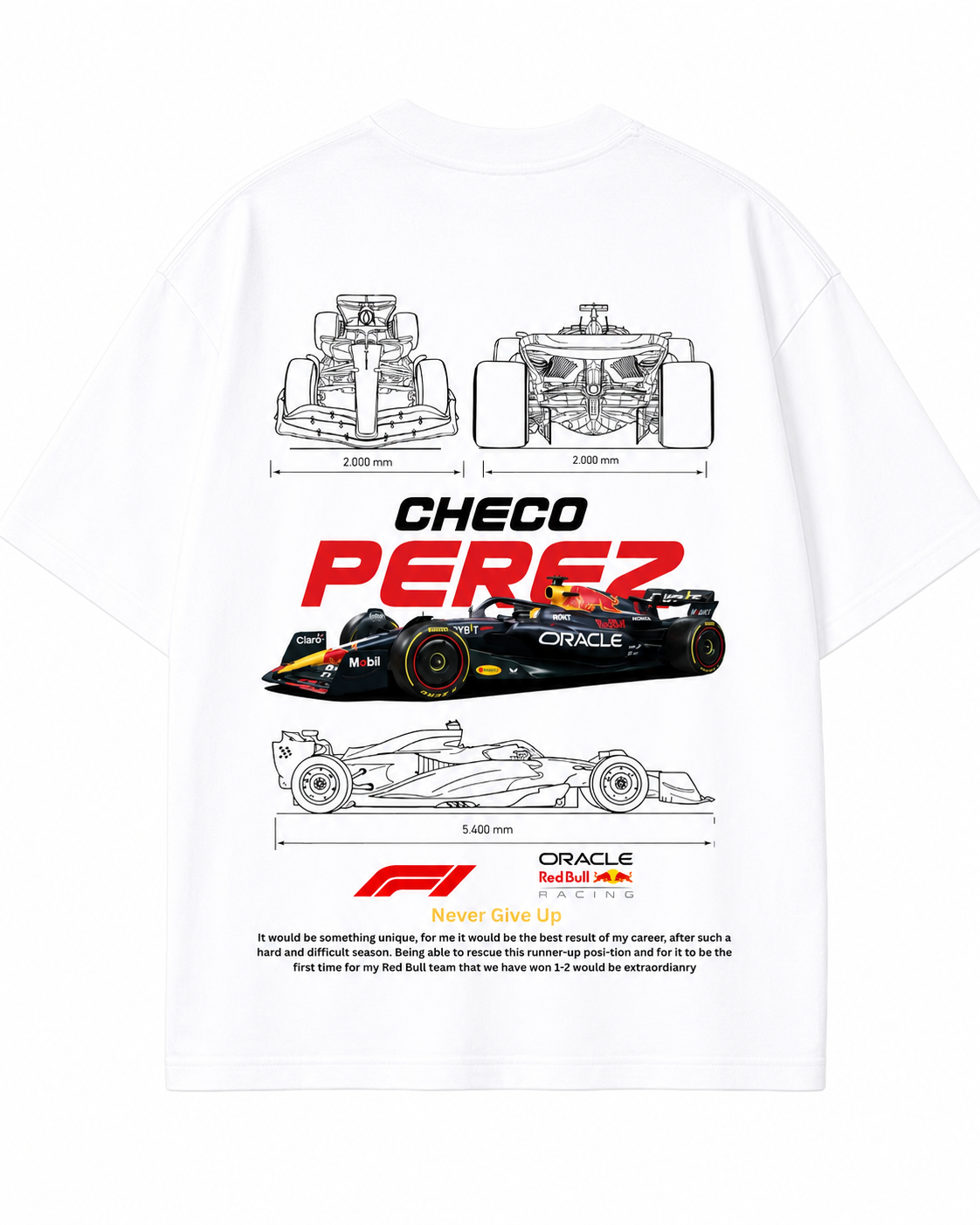 Women's Oversized Drop Shoulder Cotton T Shirt | Checo Perez F1 Racing