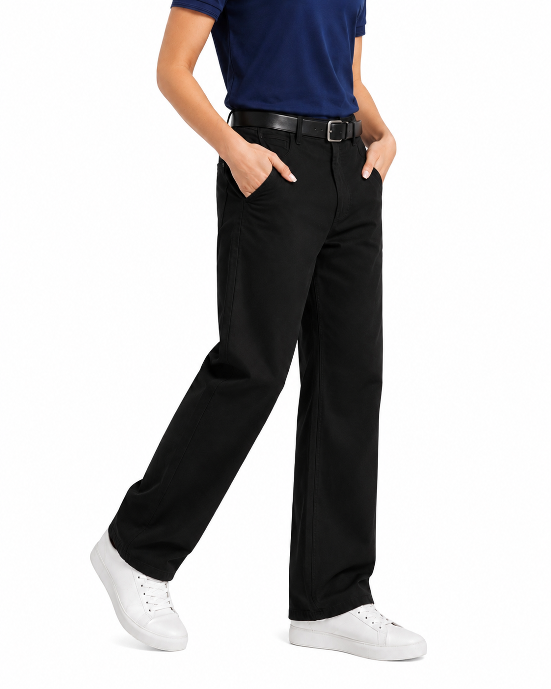 Women's Black Twill Wide Leg Beggy Pant