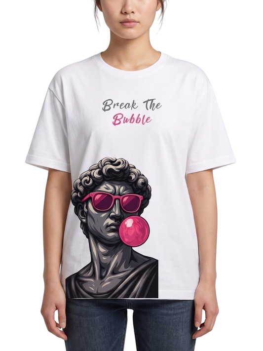 Women's Oversized Drop Shoulder Cotton T Shirt | Break The Bubble Aesthetic
