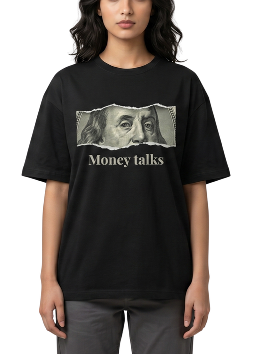 Women's Oversized Drop Shoulder Cotton T Shirt | Luxe Money