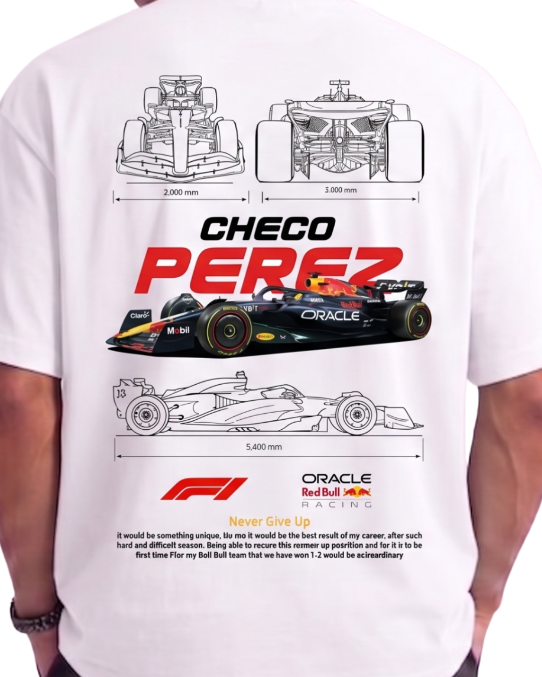 Men's Oversized Drop Shoulder Cotton T Shirt | Checo Perez F1 Racing