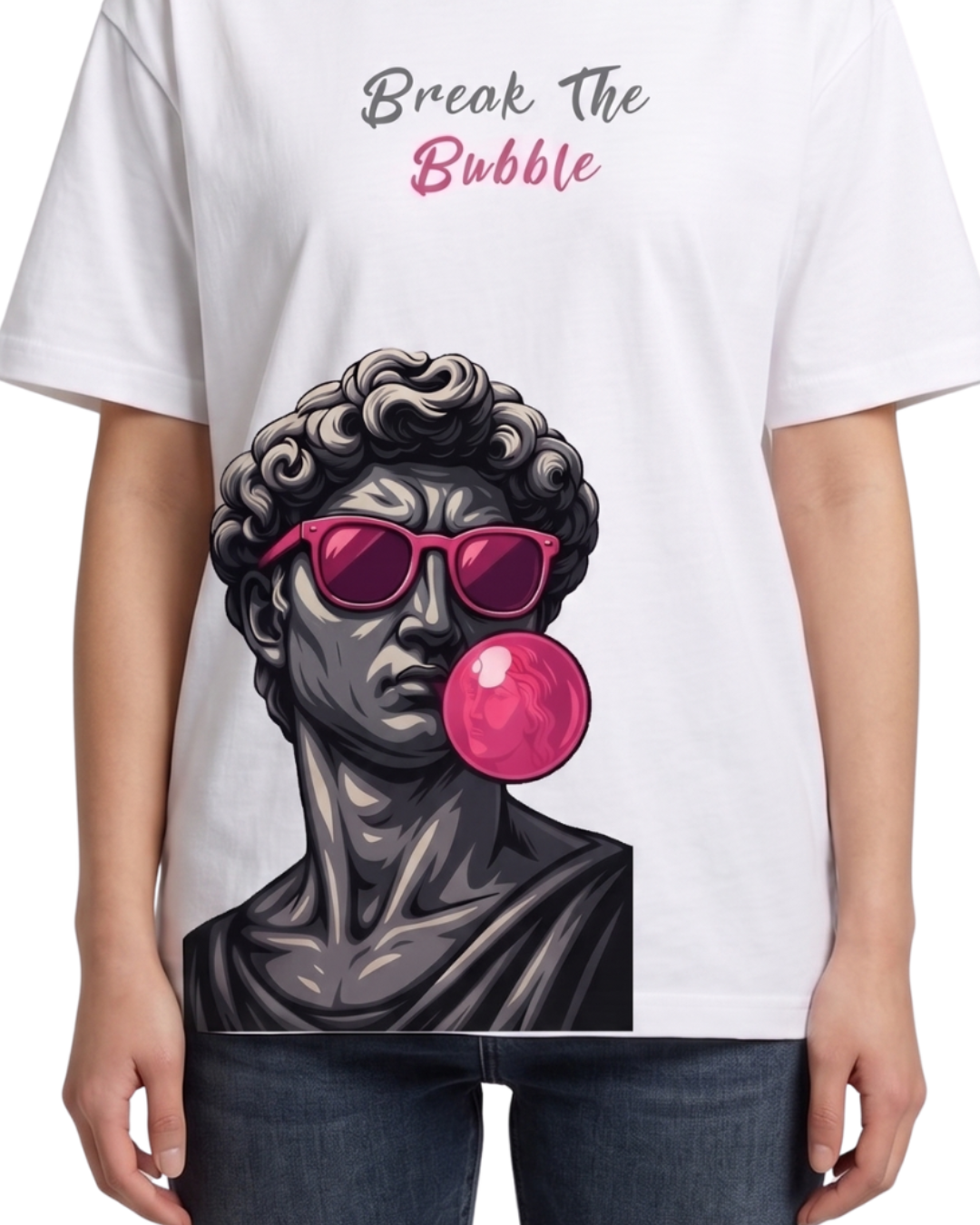 Women's Oversized Drop Shoulder Cotton T Shirt | Break The Bubble Aesthetic