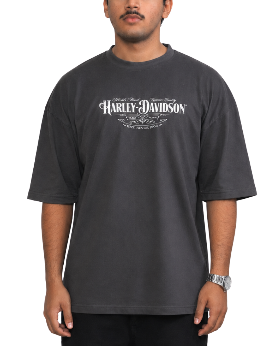 Men's Oversized Drop Shoulder Cotton T Shirt | Harley Motorcycle