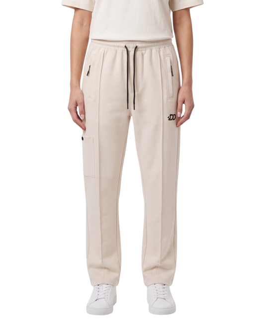 Women's Off White Woven Terry Straight Fit Stretchable Trouser