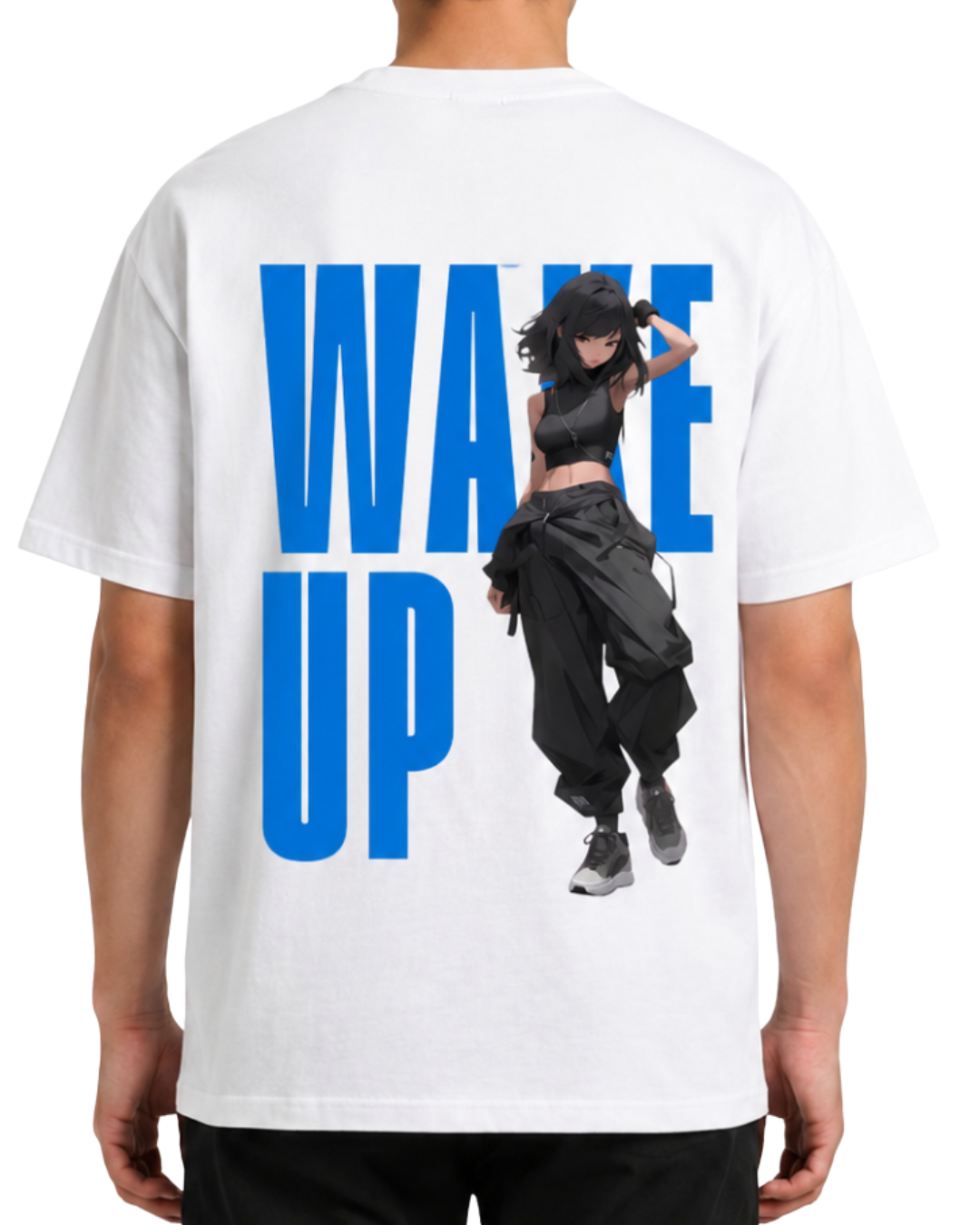 Men's Oversized Drop Shoulder Cotton T Shirt | Wake Up