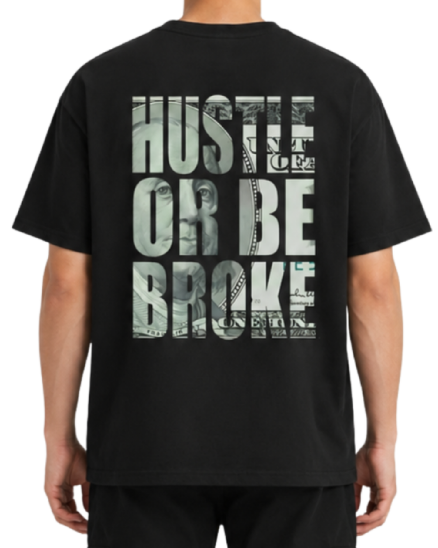 Men's Oversized Drop Shoulder Cotton T Shirt | Black Hustle or Be Broke