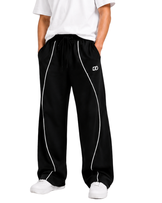 Men’s Relaxed Fit Terry Trouser | Black Contrast Stripe