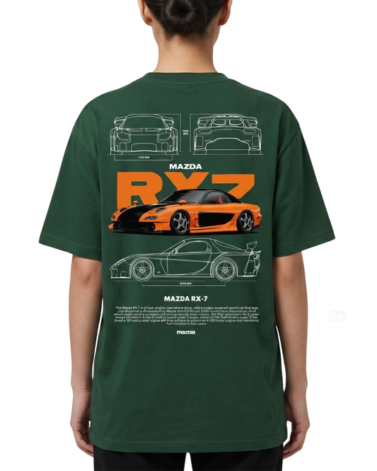 Women's Oversized Drop Shoulder Cotton T Shirt | Mazda RX7 Sports Car