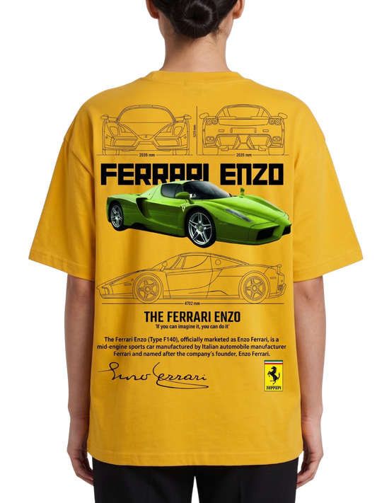 Women's Oversized Drop Shoulder Cotton T Shirt | Ferrari Logo Bold Streetwear