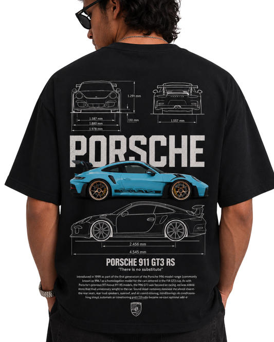 Men's Oversized Drop Shoulder Cotton T Shirt | 911 GT3 RS Racing