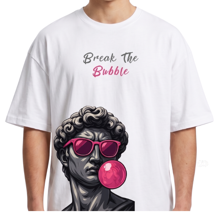 Men's Oversized Drop Shoulder Cotton T Shirt | Break The Bubble