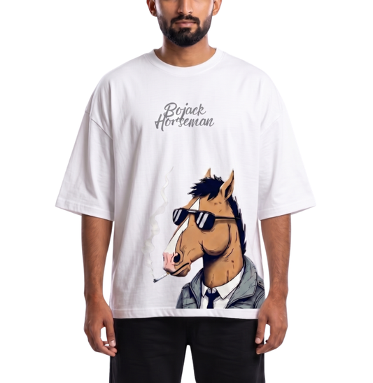 Men's Oversized Drop Shoulder Cotton T Shirt | Bojack Horseman