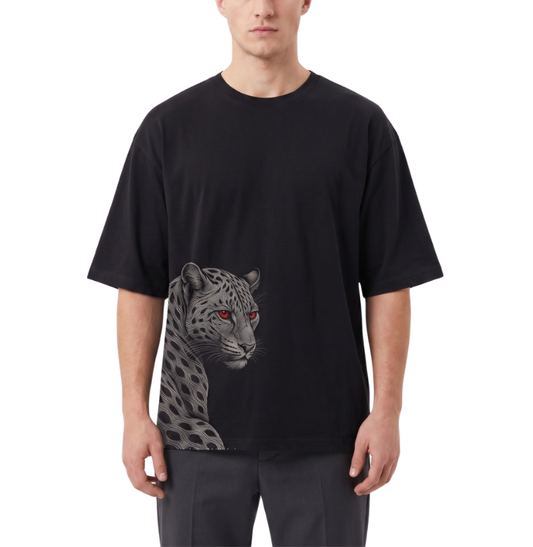 Men's Oversized Drop Shoulder Cotton T Shirt | Red Eyes Beast