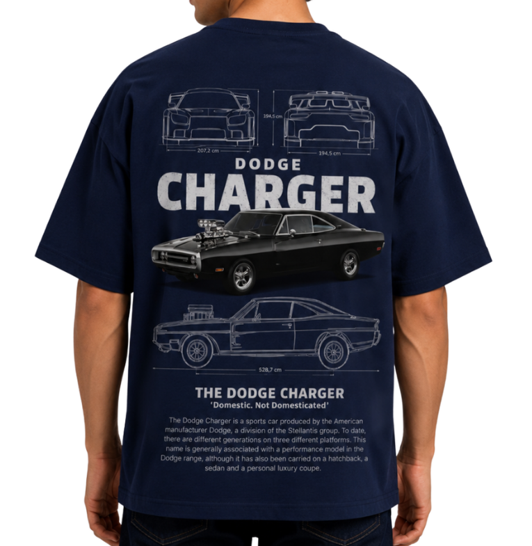 Men's Oversized Drop Shoulder Cotton T Shirt | Dodge Charger Streetwear
