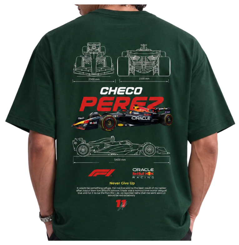 Men's Oversized Drop Shoulder Cotton T Shirt | Checo Perez F1 Racing