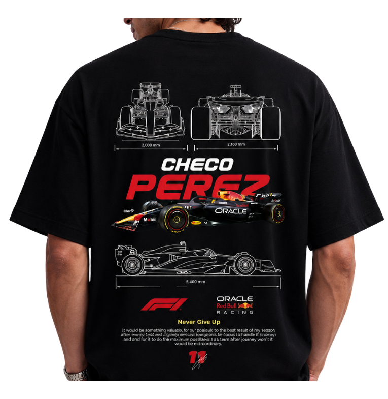 Men's Oversized Drop Shoulder Cotton T Shirt | Checo Perez F1 Racing