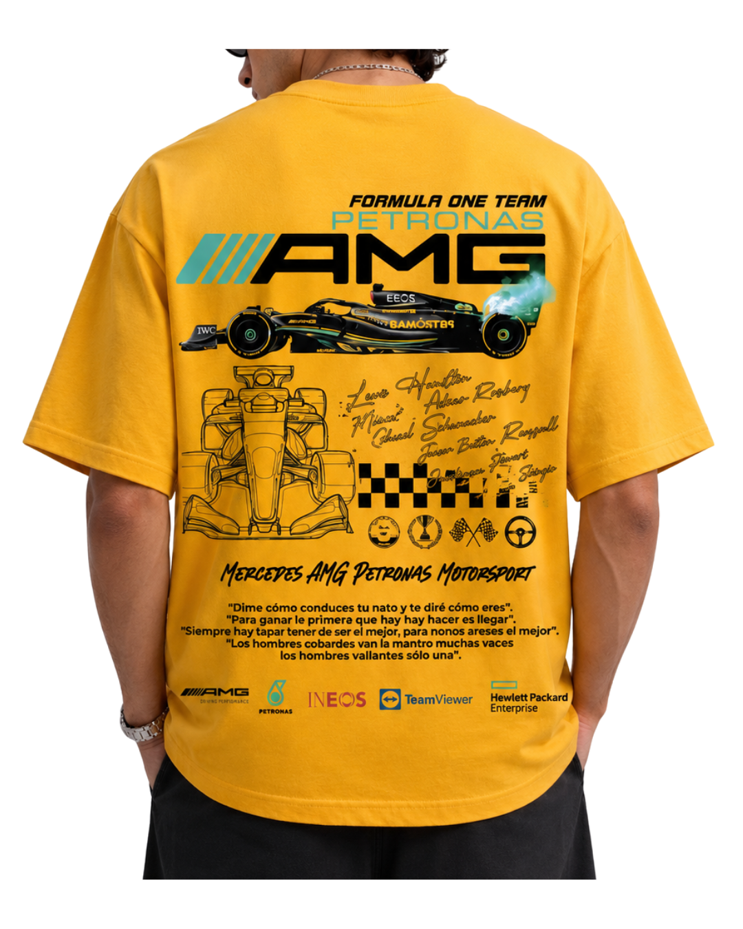 Men's Oversized Drop Shoulder Cotton T Shirt | Mercedes-AMG Petronas Motorsport