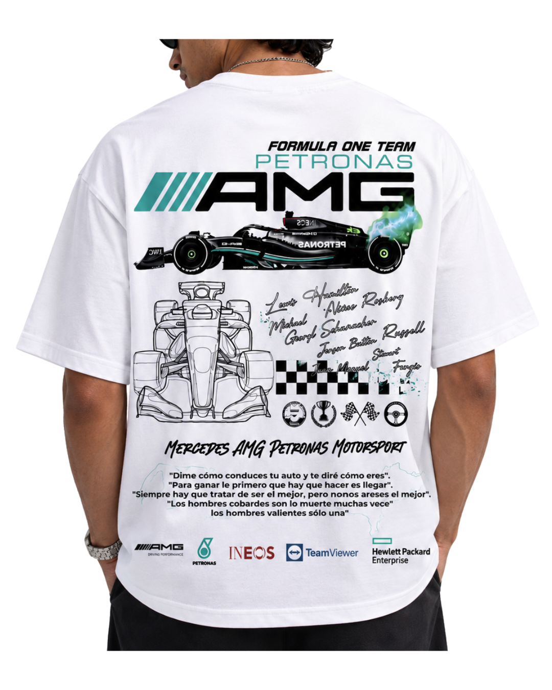 Men's Oversized Drop Shoulder Cotton T Shirt | Mercedes-AMG Petronas Motorsport