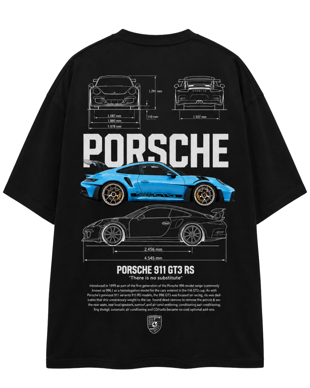 Men's Oversized Drop Shoulder Cotton T Shirt | 911 GT3 RS Racing