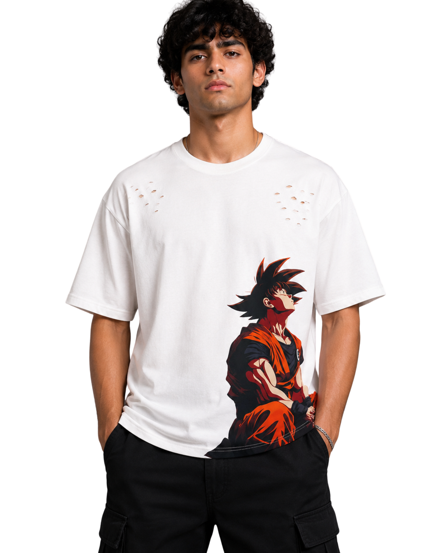Men's Oversized Drop Shoulder Cotton T Shirt | Dragon Ball Goku