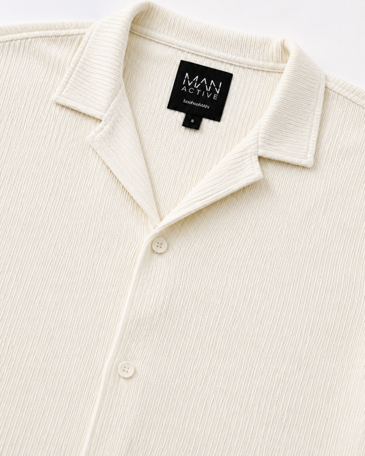 Men's Premium Soft Thermal Cuban Collar Shirt | Off White Relaxed Fit