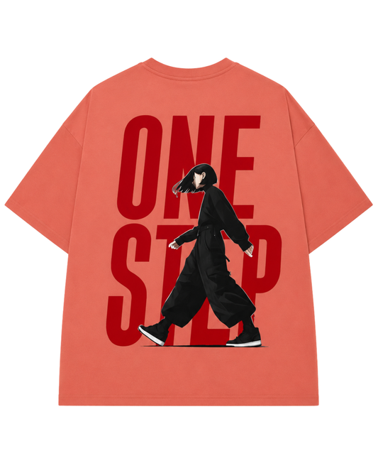 Men’s Oversized Drop Shoulder Cotton T-Shirt | One Step Anime Graphic Tee