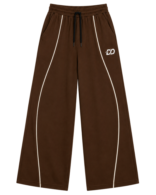 Men’s Relaxed Fit Terry Trouser | Brown Contrast Piping
