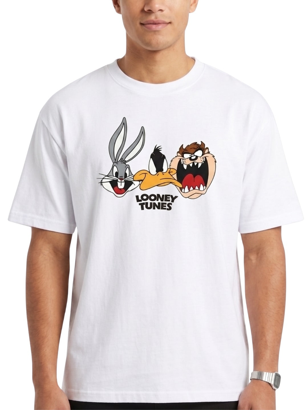 Men's Oversized Drop Shoulder Cotton T Shirt | Looney Tunes Print