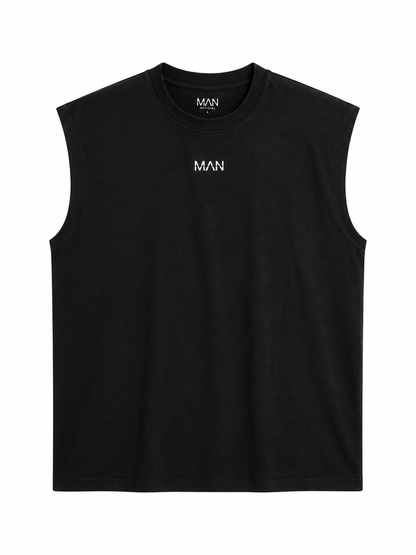 Men's Pure Cotton Sleeveless T-Shirt | Oversized Fit Graphic Tee