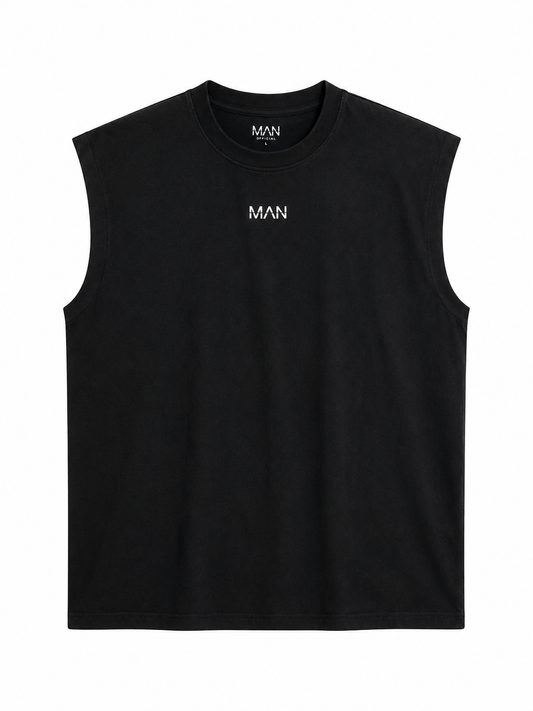 Men's Pure Cotton Sleeveless T-Shirt | Oversized Fit Graphic Tee