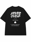 Men’s Oversized Drop Shoulder Cotton T-Shirt | Black Never Give Up Graphic Tee
