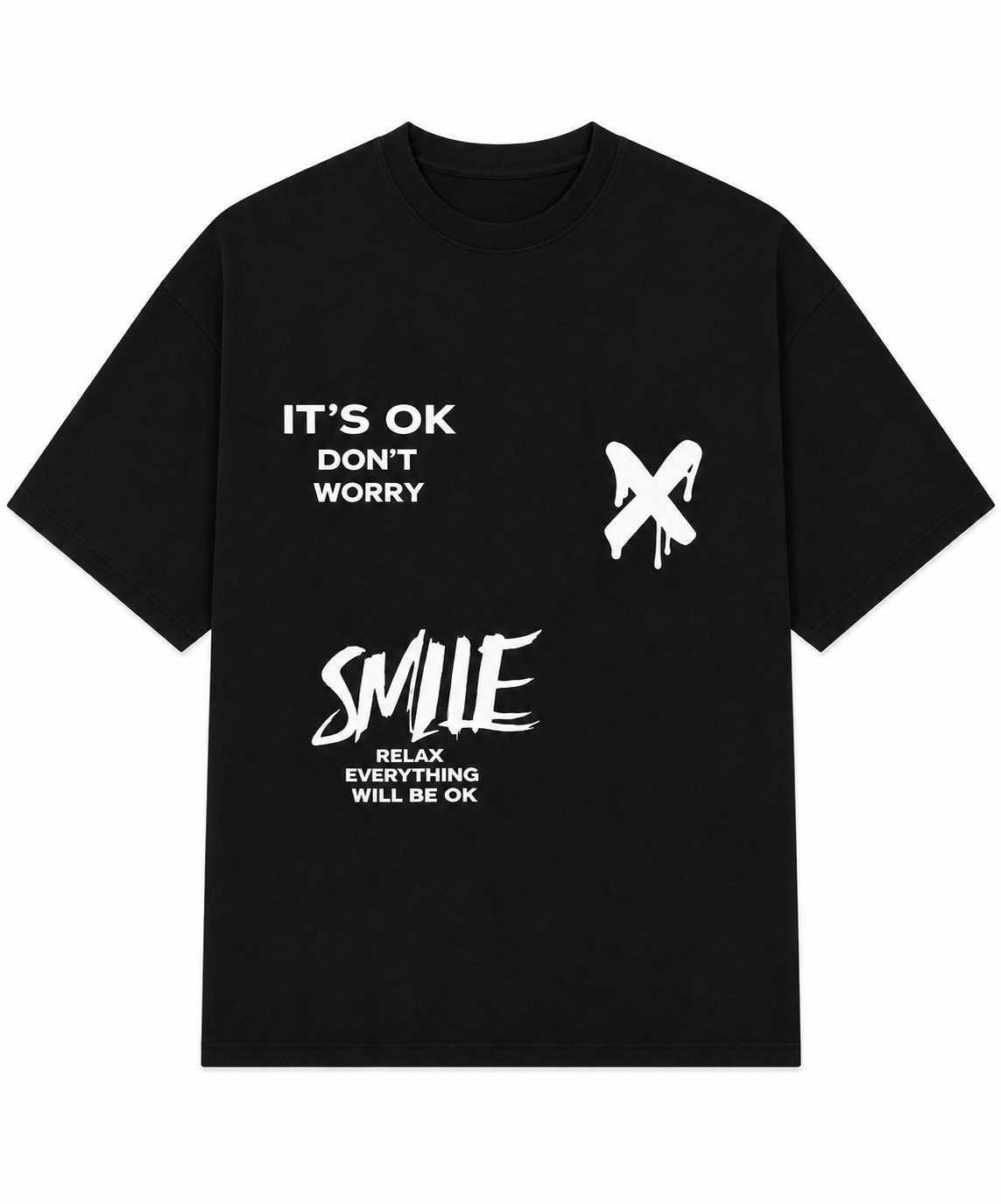 Men’s Oversized Drop Shoulder Cotton T-Shirt | Smile Graphic