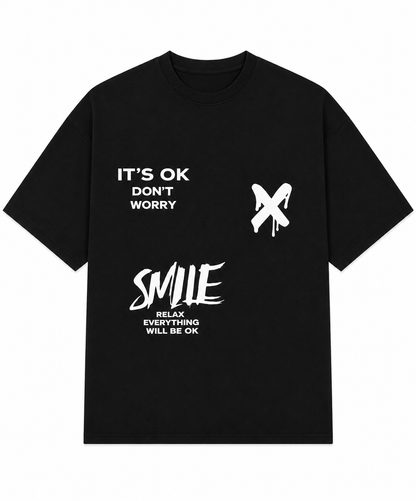 Men’s Oversized Drop Shoulder Cotton T-Shirt | Smile Graphic