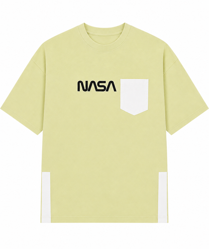Men’s Oversized Drop Shoulder Cotton T-Shirt | NASA Pocket Graphic