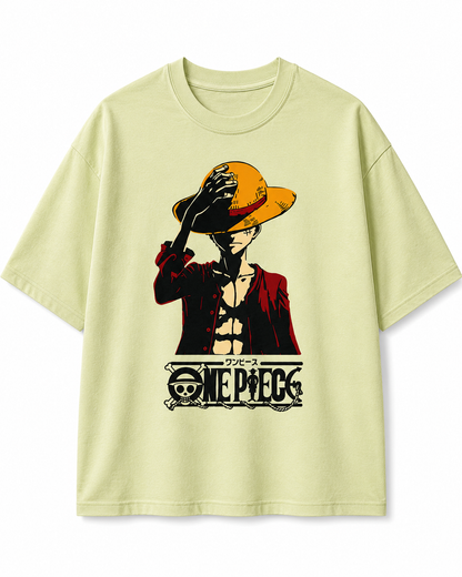 Men's Oversized Drop Shoulder Cotton T Shirt | One Piece Luffy