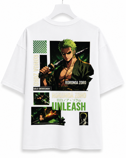 Men's Oversized Drop Shoulder Cotton T Shirt | Roronoa Zoro Unleash