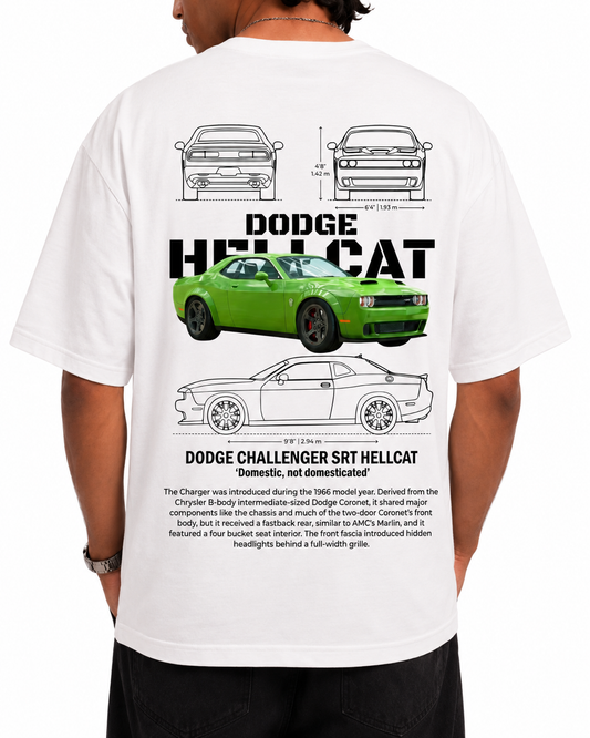 Men's Oversized Drop Shoulder Cotton T Shirt | Dodge Challenger SRT Hellcat