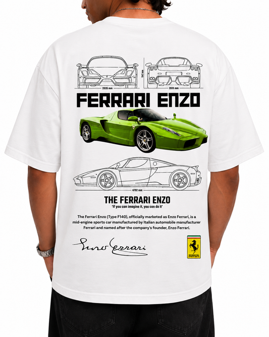 Men's Oversized Drop Shoulder Cotton T Shirt | Ferrari Enzo Streetwear