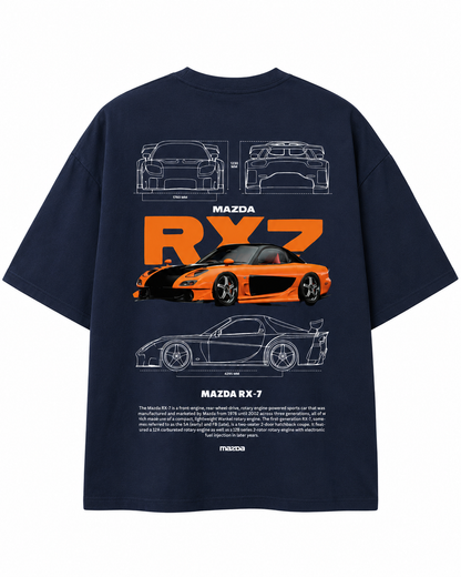Men's Oversized Drop Shoulder Cotton T Shirt | Mazda RX7 Sports Car