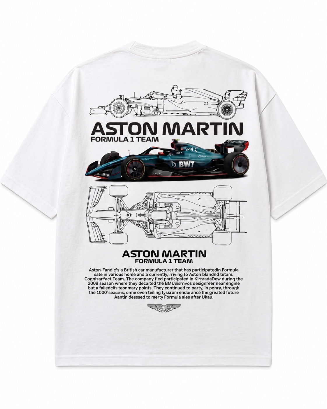 Men's Oversized Drop Shoulder Cotton T Shirt | Aston Martin F1 Racing