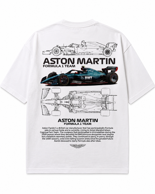 Men's Oversized Drop Shoulder Cotton T Shirt | Aston Martin F1 Racing