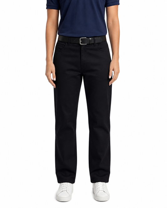 Women's Black Twill Wide Leg Beggy Pant