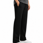 Women's Black Woven Terry Straight Fit  Stretchable Trouser