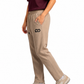 Women's Beige Woven Terry Straight Fit  Stretchable Trouser