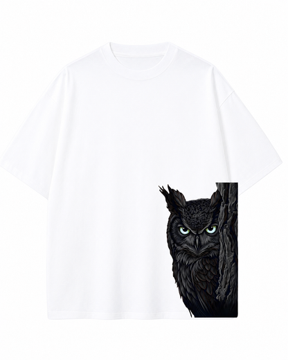 Men's Oversized Drop Shoulder Cotton T Shirt | Shadow Owl Minimal