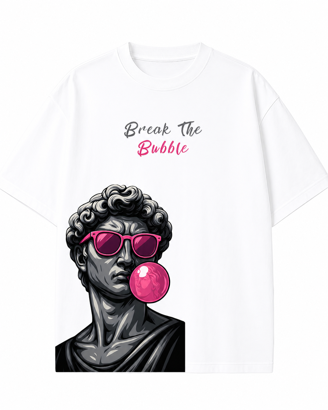Women's Oversized Drop Shoulder Cotton T Shirt | Break The Bubble Aesthetic
