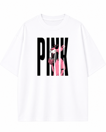 Men's Oversized Drop Shoulder Cotton T Shirt | Pink Panther