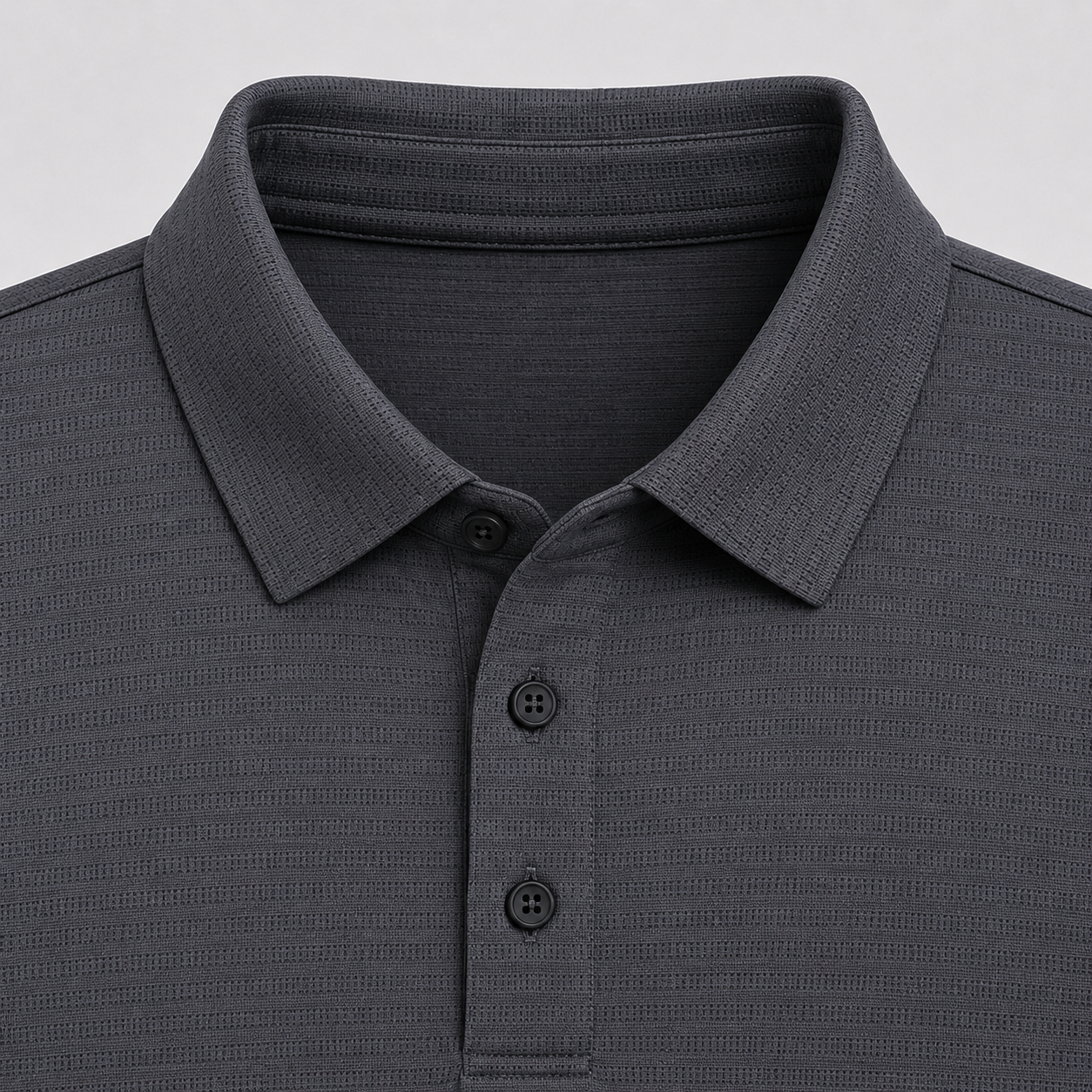 Men’s Classic Gray Ribbed Seam Less Polo Shirt